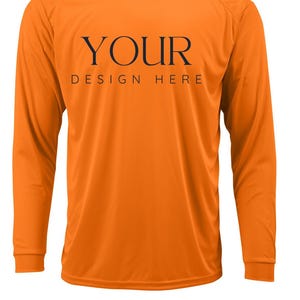 Custom UPF 50+ Moisture Wicking Long Sleeve Sun Shirt Fishing Shirt Boat Crew Shirt Matching Boating Shirt Coastal Trip Group Shirt SAFETY ORANGE