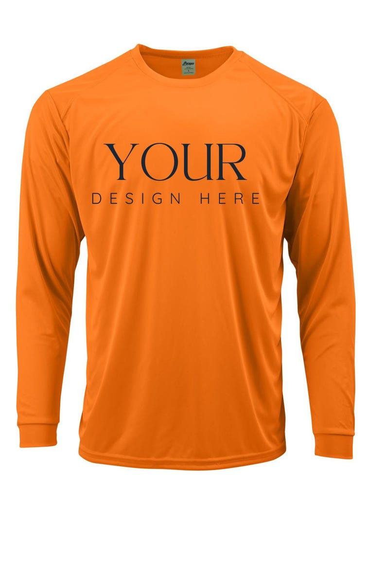 Custom UPF 50+ Moisture Wicking Long Sleeve Sun Shirt Fishing Shirt Boat Crew Shirt Matching Boating Shirt Coastal Trip Group Shirt SAFETY ORANGE