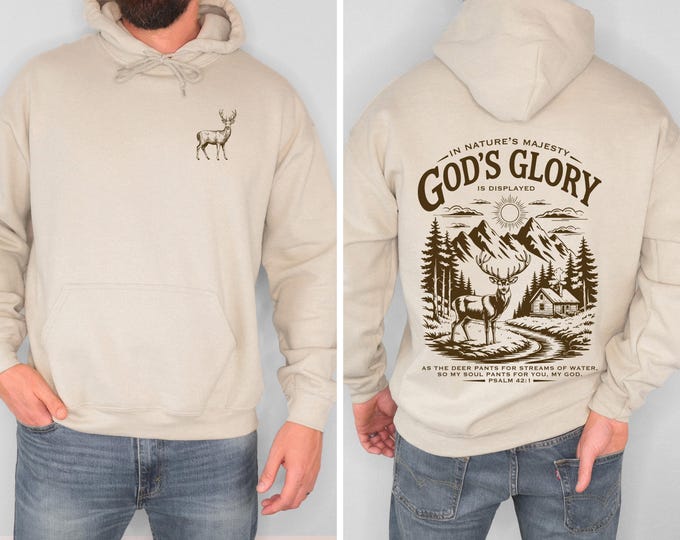 Christian Deer Hoodie Psalm 42 Sweatshirt God’s Glory Nature Shirt Hunting Hoodie Outdoor Faith Shirt Cabin Mountains Scenic Sweatshirt