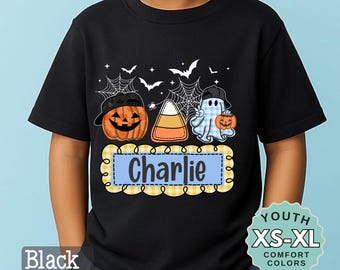 Personalized Boys Halloween Shirt: Pumpkin Ghost Trick or Treat Tee