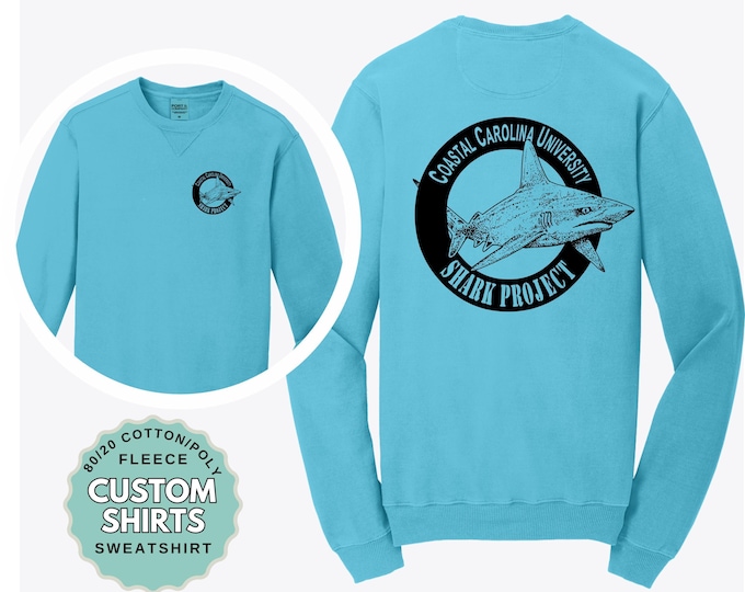 Custom Logo Crewneck Sweatshirt Port and Company PC098 Fleece Beach Wash Pullover