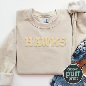 Custom Puff Print Team Name Sweatshirt, Personalized Embossed 3D Letter Crewneck, Team Spirit Apparel, Puffed Textured Shirt, Mascot Shirt