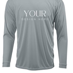 Custom UPF 50+ Moisture Wicking Long Sleeve Sun Shirt Fishing Shirt Boat Crew Shirt Matching Boating Shirt Coastal Trip Group Shirt GREY