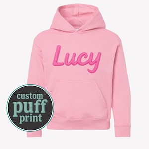 T-shirt, sweat-shirt ou sweat-shirt pour enfant personnalisé imprimé soufflé avec nom ou mot(s) personnalisé(s) image 1