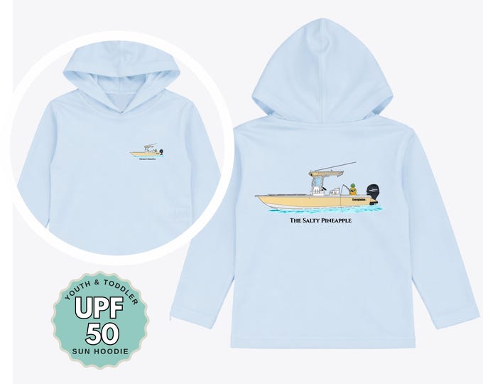 Custom Boat UPF 50 Hoodie Toddler Youth Long Sleeve Sun Shirt Boating