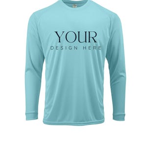 Custom UPF 50+ Moisture Wicking Long Sleeve Sun Shirt Fishing Shirt Boat Crew Shirt Matching Boating Shirt Coastal Trip Group Shirt AQUA BLUE