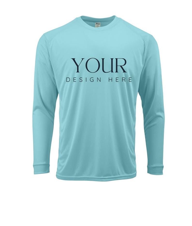 Custom UPF 50+ Moisture Wicking Long Sleeve Sun Shirt Fishing Shirt Boat Crew Shirt Matching Boating Shirt Coastal Trip Group Shirt AQUA BLUE