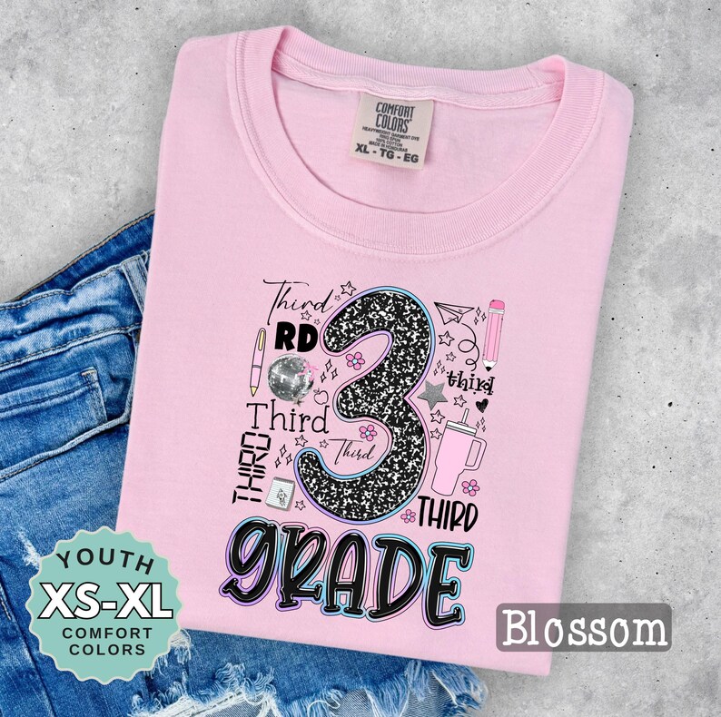 third grade girl shirt back to school outfit kids tee gift for 3rd grade girl elementary school shirt first day of school tee for girls zdjęcie 5