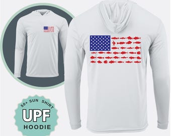 USA Fishing Flag Performance Hoodie: UPF50+ Sun Protection