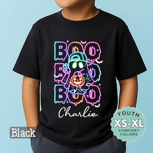 Boys Halloween Shirt: Ghost and Pumpkin, Spooky Fall Tee