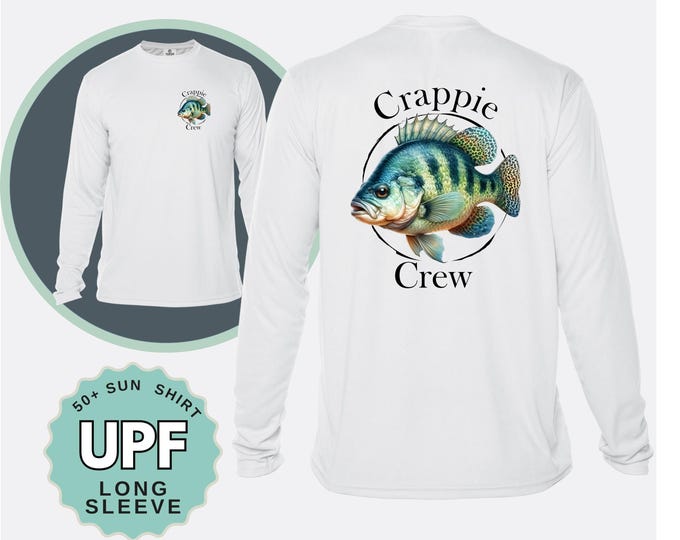 Crappie Crew Fishing Sunshirt: UPF 50+ Moisture Wicking Long Sleeve Tee