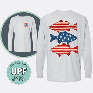 patriotic fish shirt upf 50 sun protection long sleeve uv shirt american flag fishing shirt lake day shirt boat outdoor Youth, Toddler