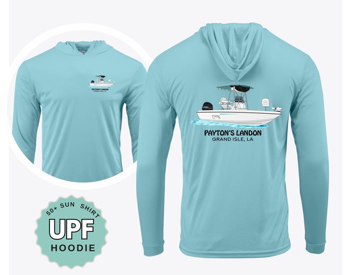 Custom Boating UPF 50 Hoodie Long Sleeve Sun Shirt Boating Hoodie