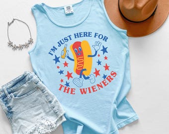 Just Here for the Wieners BBQ Tank Top, Memorial Day Tank
