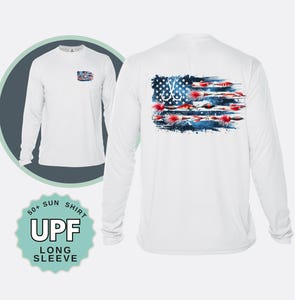 fishing lure flag sun shirt upf 50 uv protection shirt long sleeve usa fishing shirt patriotic lure shirt american flag fishing tee men