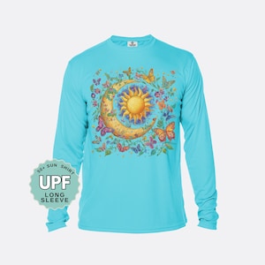 Mystical Sun and Moon Sunshirt - Moisture Wicking Tee, UPF 50+ Protection Long Sleeve, Fishing, Swimming, Boating Everyday Sunshirt