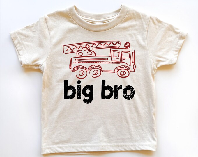 Big Brother Fire Engine Shirt: Sibling Gift, Baby Announcement