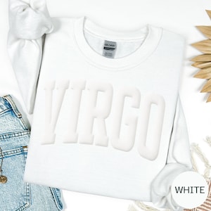 Zodiac Sweatshirt: CURVED Puff Print Design - Personalized Astrology Shirt image 1