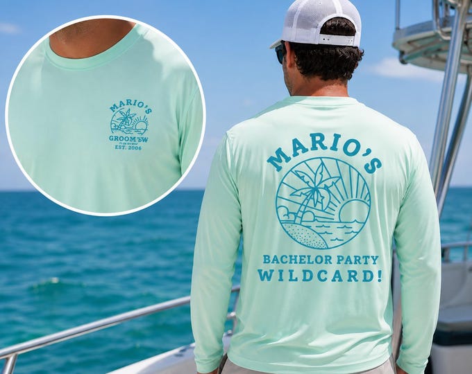 Custom UPF 50+ Long Sleeve Bachelor Party Shirts, Personalized Groomsmen Beach Trip Tees