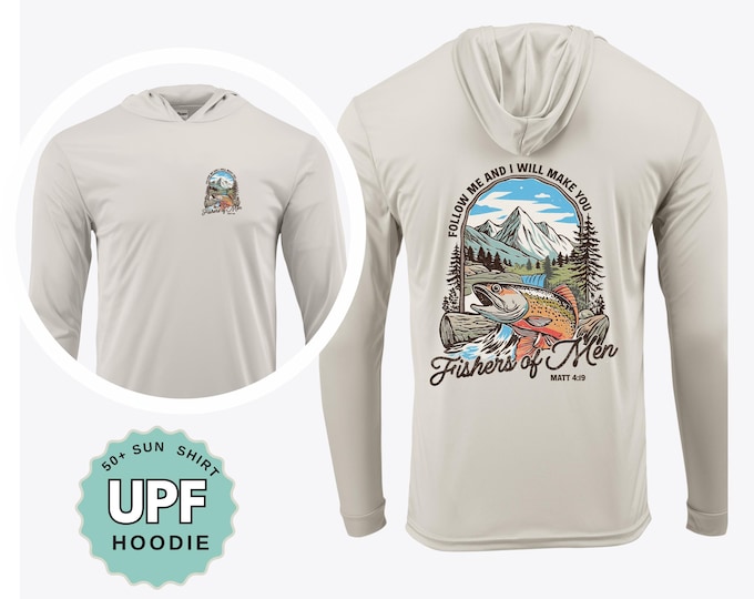 fishers of men upf 50 sun hoodie christian fishing shirt bible verse matthew 419 uv protection hoodie moisture wicking outdoor faith top