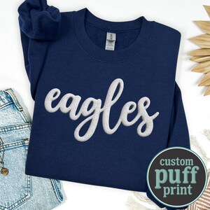 Custom Puff Print Team Name Sweatshirt, Personalized Embossed 3D Letter Crewneck, Team Spirit Apparel, Puffed Textured Shirt, Mascot Shirt