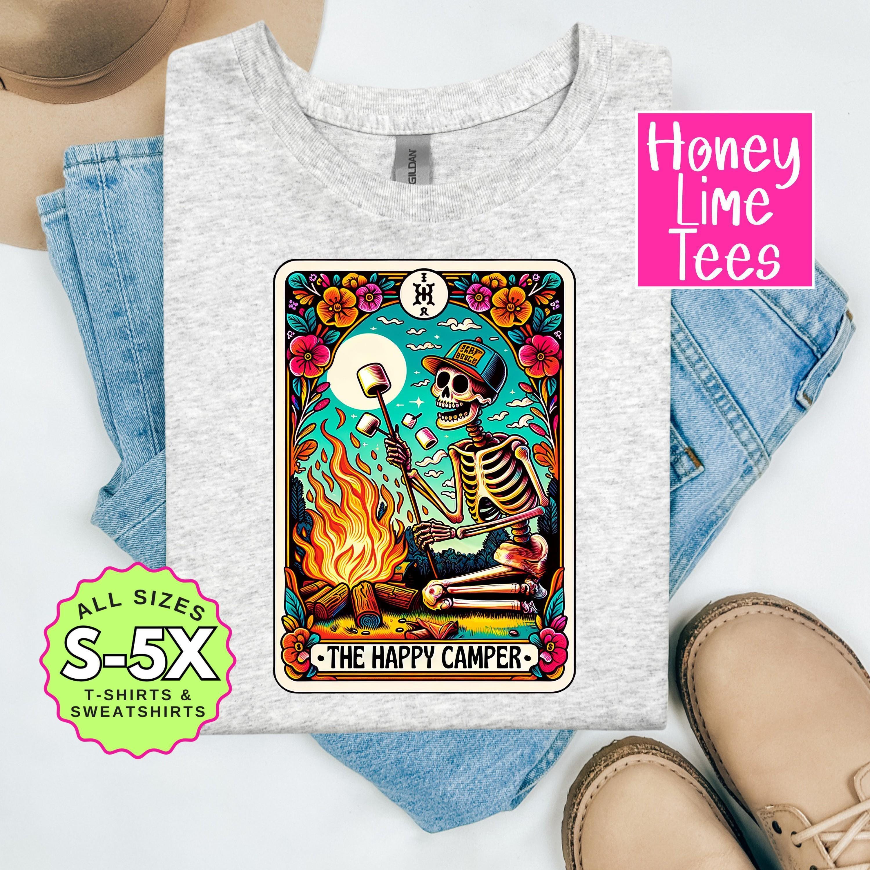 The Happy Camper Tarot Card Shirt, Camping Lover Tarot Card Sweatshirt | Funny Graphic Tee for Tarot Lovers | Unique Gift Idea for Her