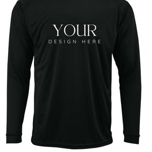 Custom UPF 50+ Moisture Wicking Long Sleeve Sun Shirt Fishing Shirt Boat Crew Shirt Matching Boating Shirt Coastal Trip Group Shirt BLACK