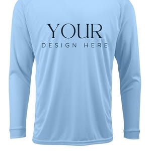 Custom UPF 50+ Moisture Wicking Long Sleeve Sun Shirt Fishing Shirt Boat Crew Shirt Matching Boating Shirt Coastal Trip Group Shirt BLUE MIST