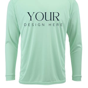 Custom UPF 50+ Moisture Wicking Long Sleeve Sun Shirt Fishing Shirt Boat Crew Shirt Matching Boating Shirt Coastal Trip Group Shirt MINT