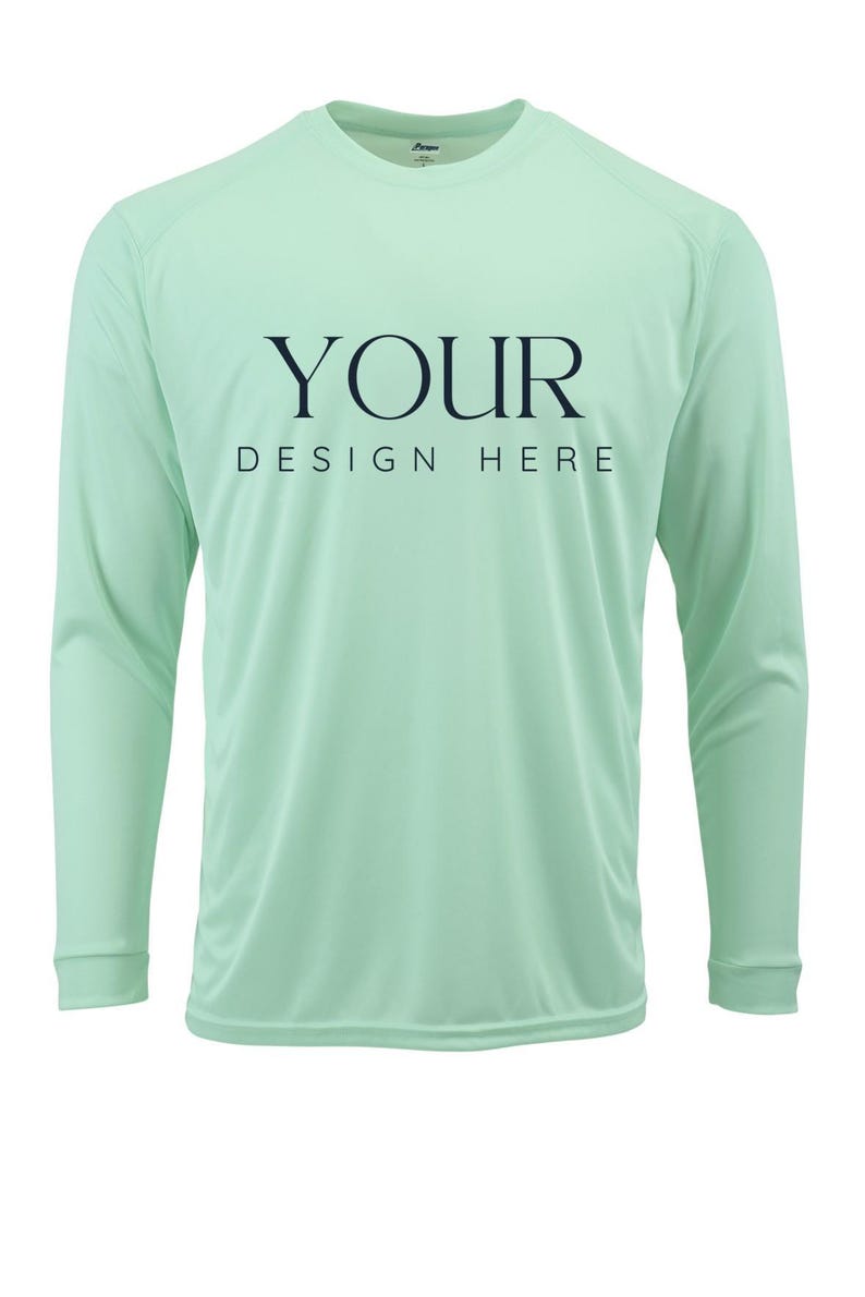 Custom UPF 50+ Moisture Wicking Long Sleeve Sun Shirt Fishing Shirt Boat Crew Shirt Matching Boating Shirt Coastal Trip Group Shirt MINT
