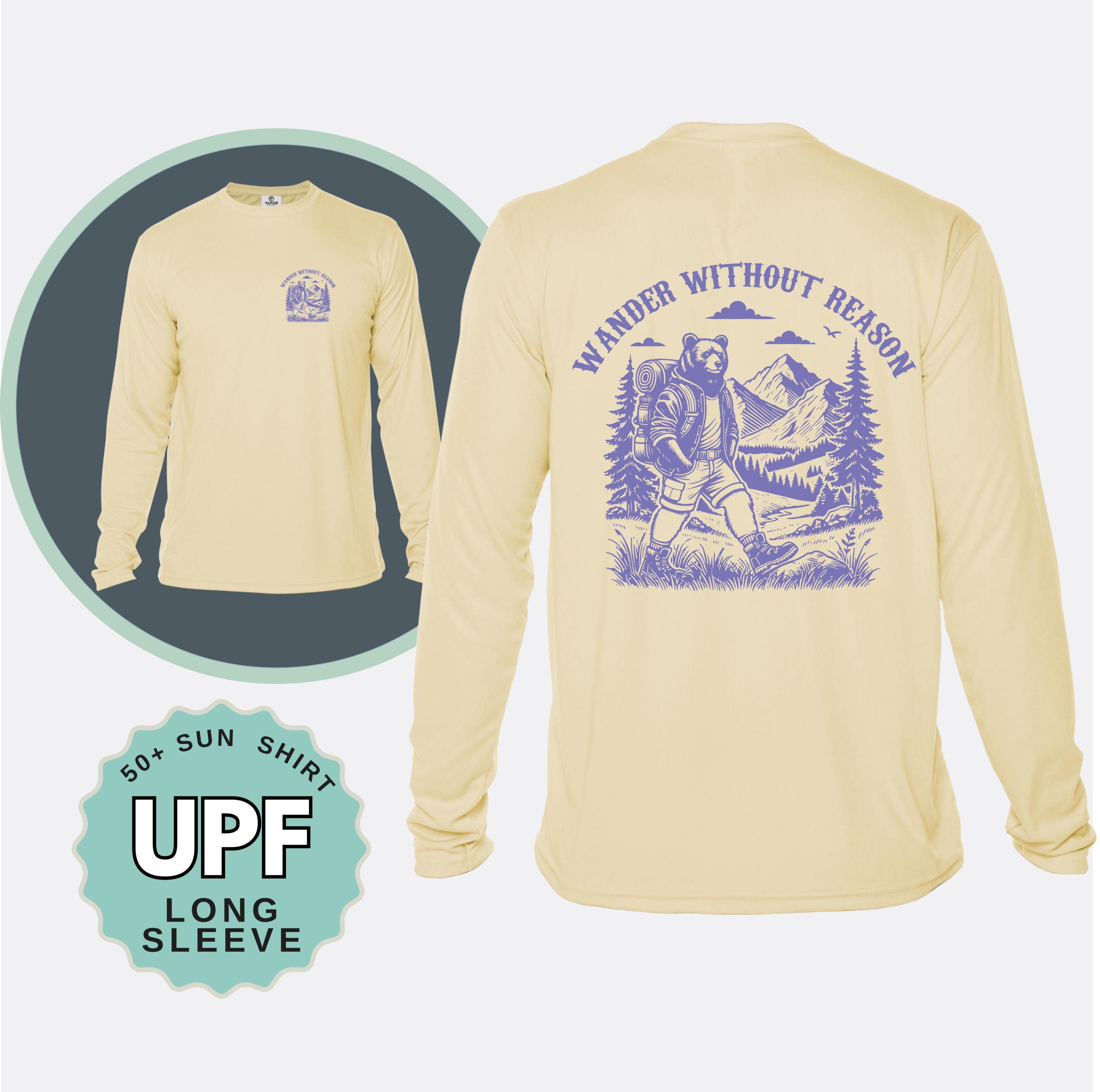 Wander Without Reason Bear Sunshirt, Moisture Wicking Tee, UPF 50+ Protection Long Sleeve, Camping, Climbing Wet Shirt, Hiking Sunshirt