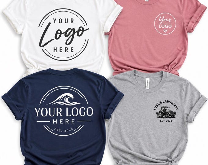 Custom Business Logo T Shirt Bella Canvas 3001 Personalized Company Uniform Branding Apparel Team Workwear Staff Event Merchandise