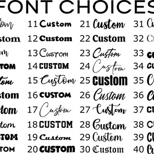 the font choices for a custom font