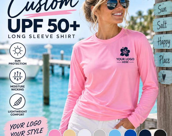 C2 Sport Custom Long Sleeve Shirt, Personalized UPF 50+ Performance Shirt, Custom Text Photo or Logo Sun Protection Tee