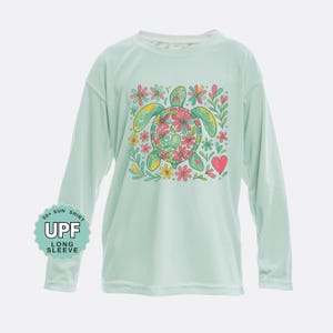 Floral Sea Turtle Sun Shirt: UPF 50 Kids Long Sleeve Swim Tee