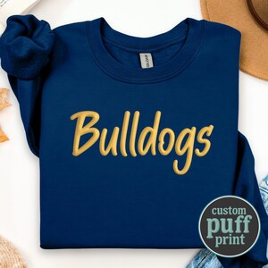Custom Puff Print Team Name Sweatshirt, Personalized Embossed Word Crewneck, 3D Raised Lettering Sweatshirt, Custom Team Spirit Shirt