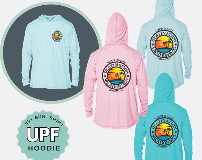 Custom UPF 50+ Hoodie Sun Shirt: Family Vacation Matching Shirt