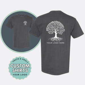 Custom t shirt, logo shirt personalized business shirt, front and back logo print tees branded company apparel team shirts bulk order shirts