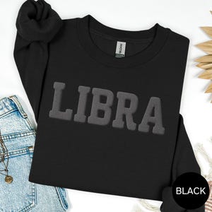 BLACK Libra Zodiac Puff Print Sweatshirt T-shirt Hoodie Birthday Astrology Top