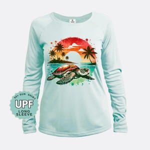 Sunset Sea Turtle Sun Shirt: UPF 50+ Moisture Wicking Long Sleeve