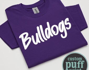 Custom Puff Print Shirt, Personalized Team Name Tee, School Spirit T-Shirt, Custom Mascot Shirt, Raised Text Tee, Custom Team Shirt