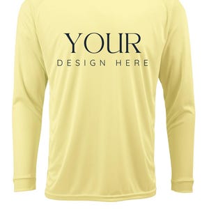 Custom UPF 50+ Moisture Wicking Long Sleeve Sun Shirt Fishing Shirt Boat Crew Shirt Matching Boating Shirt Coastal Trip Group Shirt PALE YELLOW