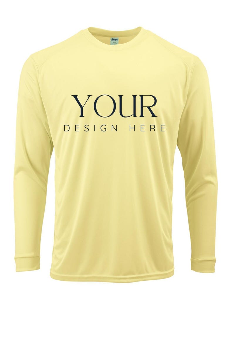 Custom UPF 50+ Moisture Wicking Long Sleeve Sun Shirt Fishing Shirt Boat Crew Shirt Matching Boating Shirt Coastal Trip Group Shirt PALE YELLOW