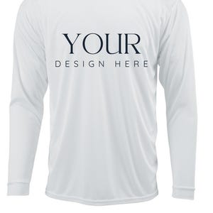 Custom UPF 50+ Moisture Wicking Long Sleeve Sun Shirt Fishing Shirt Boat Crew Shirt Matching Boating Shirt Coastal Trip Group Shirt WHITE
