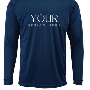 Custom UPF 50+ Moisture Wicking Long Sleeve Sun Shirt Fishing Shirt Boat Crew Shirt Matching Boating Shirt Coastal Trip Group Shirt NAVY