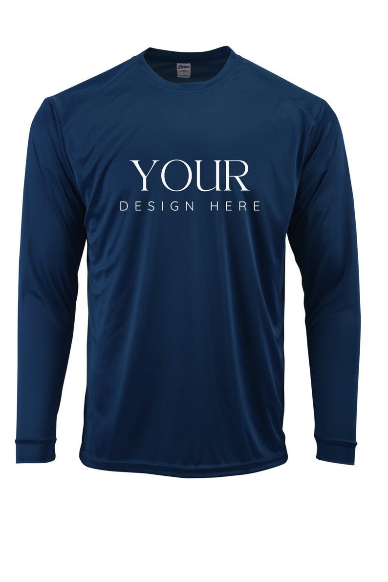 Custom UPF 50+ Moisture Wicking Long Sleeve Sun Shirt Fishing Shirt Boat Crew Shirt Matching Boating Shirt Coastal Trip Group Shirt NAVY