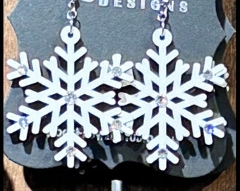 WW13. Snowflake Wood Earrings