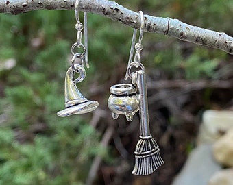 Sterling Silver and Labradorite Besom 28 long chain Witch/'s Broom Samhain Necklace