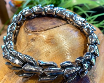 DN01. Dragon Spine Bracelet Stainless Steel, Chrome and Matte Grey. Small Medium and Large. Unisex