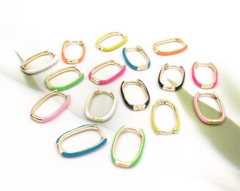 H25. Oval Colorful Enamel Hoops. Hypoallergenic No Nickel. Available in many Colors!